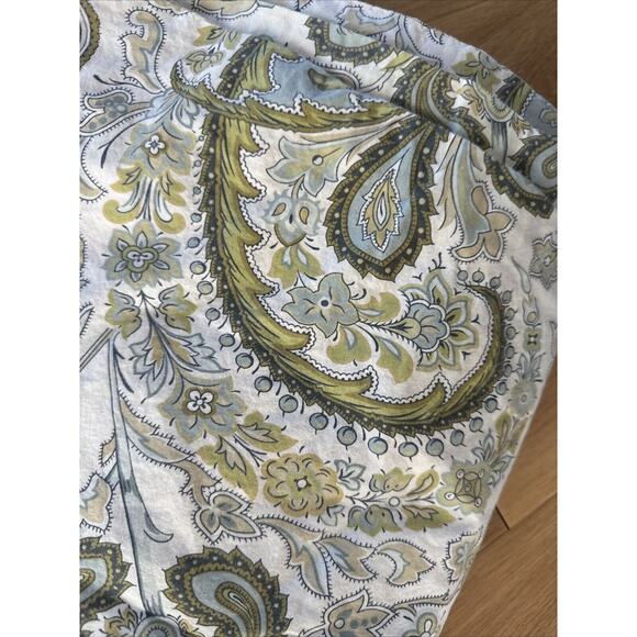 Pottery Barn Queen Sz Caesarea Duvet Set Green Paisley 3 PCs - Picture 2 of 3